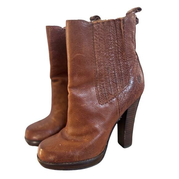 Y2K FRYE DONNA CHELSEA HEELED BOOTS SZ. 6 CHESTNUT BROWN - Picture 4 of 8
